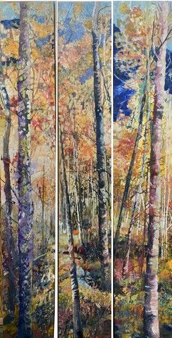 Blue Mountain (triptych) 72x12 at Hunter Wolff Gallery